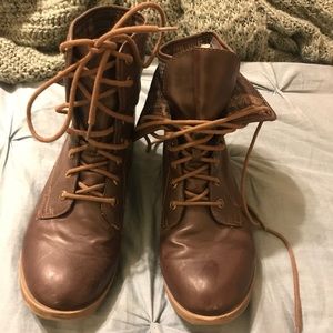Brown combat boots